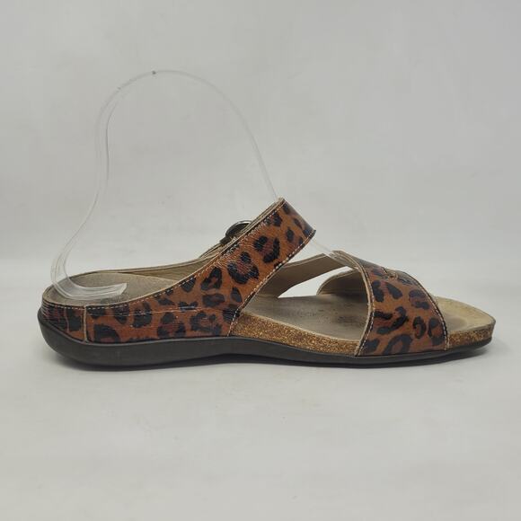 Mephisto Sandals Womens EU37 US7 Leopard Print Leather Slip On Comfort Walking - Picture 5 of 13